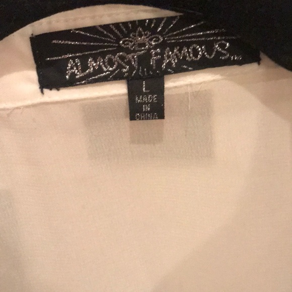 Sheer White Button Up With Lace Sleeves - Picture 2 of 7